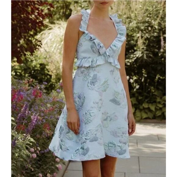 ARIANNE ELMY Sz S Small Mini Best Friend Dress Blue Halter NWT - Picture 1 of 12